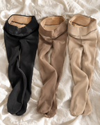 Les 3 teintes du collant Céleste avec la doublure polaire visible